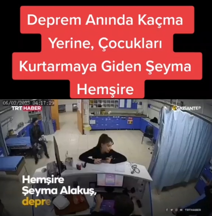 Gaziantepte deprem anında kaçmak yerine çocukları kurtaran Şeyma hemşireyi gördünüz mü 🥺?