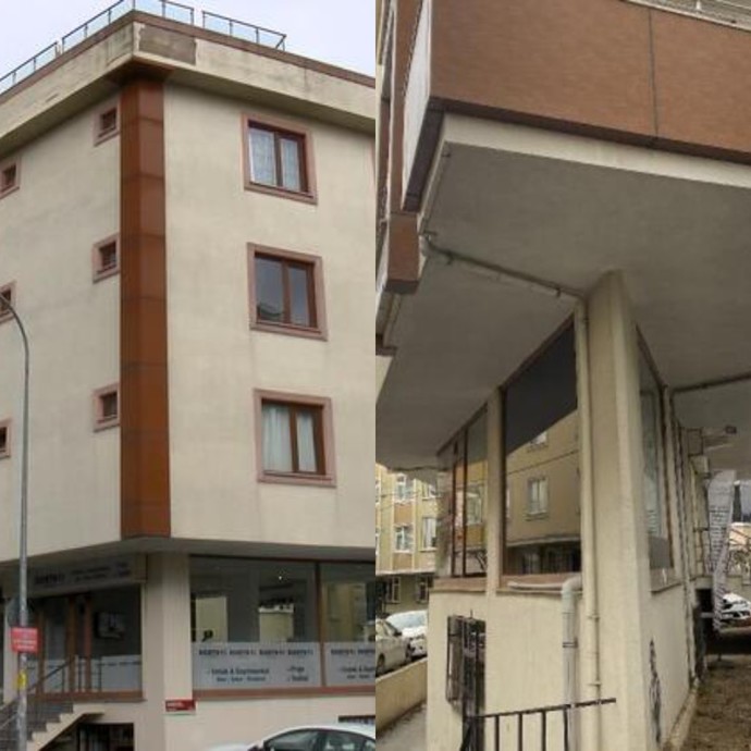 Üçgen yapıda inşa edilen binanın müteahhidi, binanın deprem yönetmeliğine uygun olduğunu söyledi. Sizce deprem yönetmeliğine uygun mu?