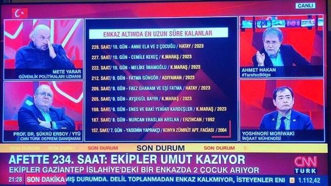 CNNTürk, enkazda kalınan süreleri rekor tablosu gibi yayınlayarak yorumladı. Enkazdan çıkan kişilerin yarıştırılması utanç verici değil mi?