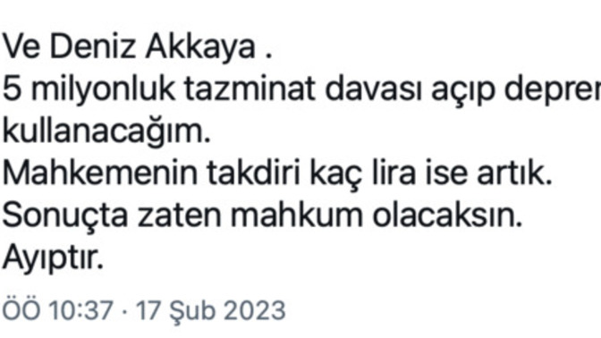 Haluk Levent'ten Deniz Akkaya'nın suçlamalarına yanıt: "5 milyonluk tazminat davası açıp depremzedelere kullanacağım." Neden Haluk Levent ile uğraşıyorlar?