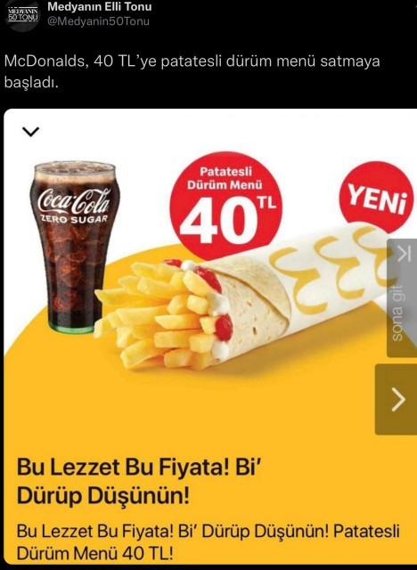 McDonalds 40 TLye patso satmaya başlıyor! Sizce bir patsonun 40 TL olması normal mi, satın alır mısınız?