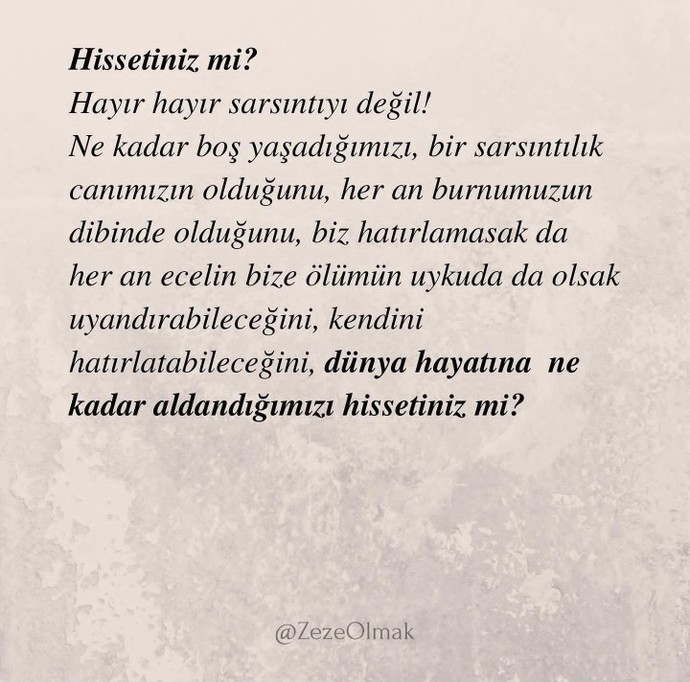 Hissettiniz mi?