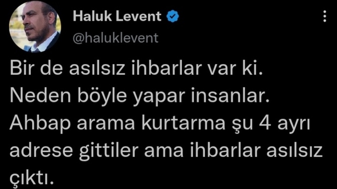 Hatay'daki deprem için asılsız ihbarlar gelmekte! Bunu yapan zihniyetin amacı nedir?