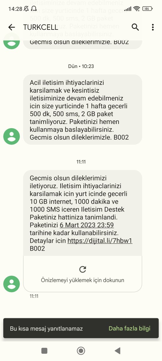 Size gelen en son mesaj nedir?