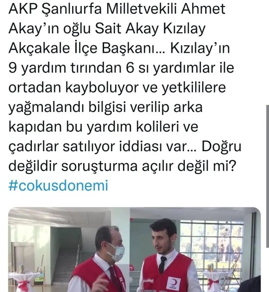 Samandağ CHP Ilçe Başkaninin gelen yardimlari kendi babasinin deposunda alikoyduğu ortaya cikti. Bu konuda ne düşünüyorsunuz?