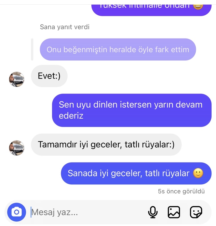 Gece ki mesaja sabah görüldü atmışsa günaydın yazılmaz dimi?