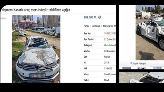 Depremde hasar almış arabalar için 250-400 bin TL arasında değişen fiyatlar istendi! Sizce alıcısı çıkar mı?