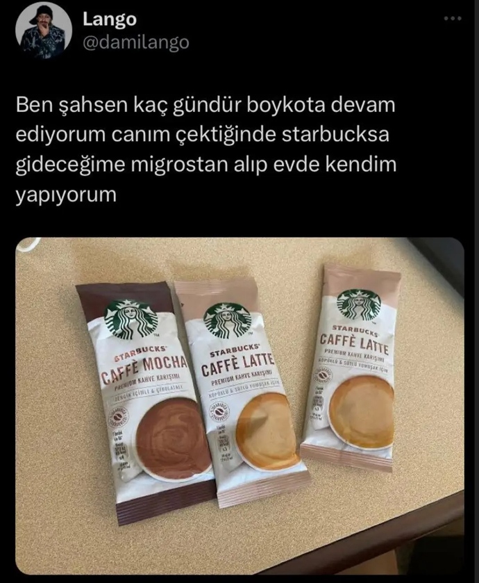 Bence Starbuckstan kahve alıp yere dökmeliydi bu olmamış