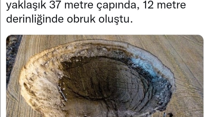 Konya'da olan 4.3 depremden sonra, dronla çekilen obruğu gördünüz mü?