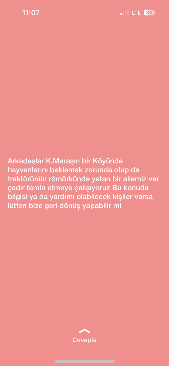 Kahramanmaraş bir köyüne çadır ihtiyacı varmış yardımcı olacak var mı?