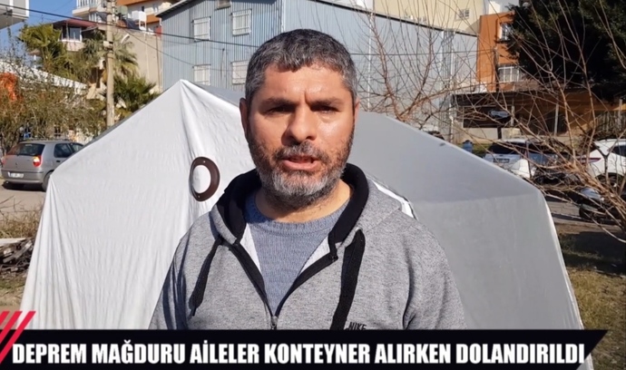 Hatayda bir depremzede sokakta kaldığı için konteyner sipariş etmiş, parayı alıp siparişi getirmemişler. Ne zaman insan olacağız?