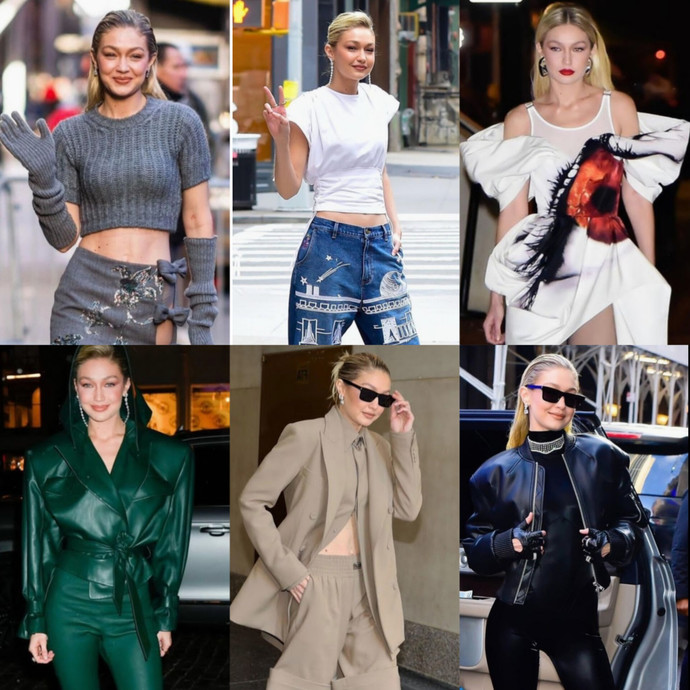 Gigi Hadid aynı günde 6 farklı kombinle görüntülenmiş! Gün içerisinde kombin değiştirir misiniz😅?