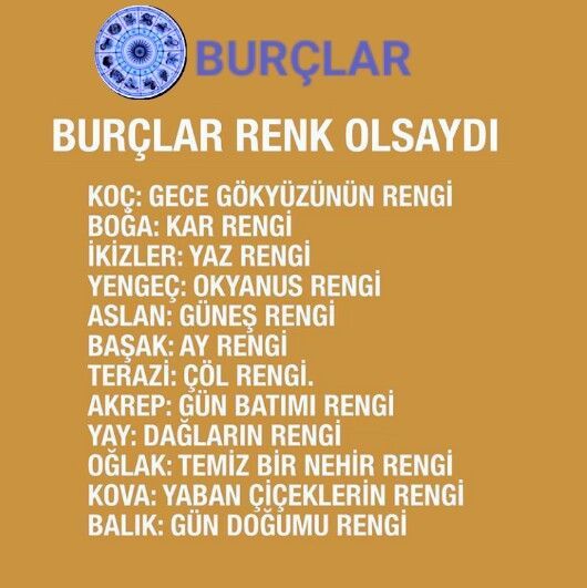 Burçlar renk olsaydı rengi ne olurdu?