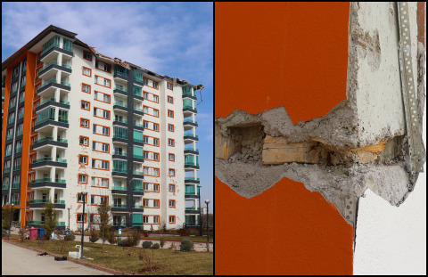 Malatyada 4 yıl önce yapılan binanın kolon ve kirişlerinden tahta parçaları çıkmış. Normal mi bu?