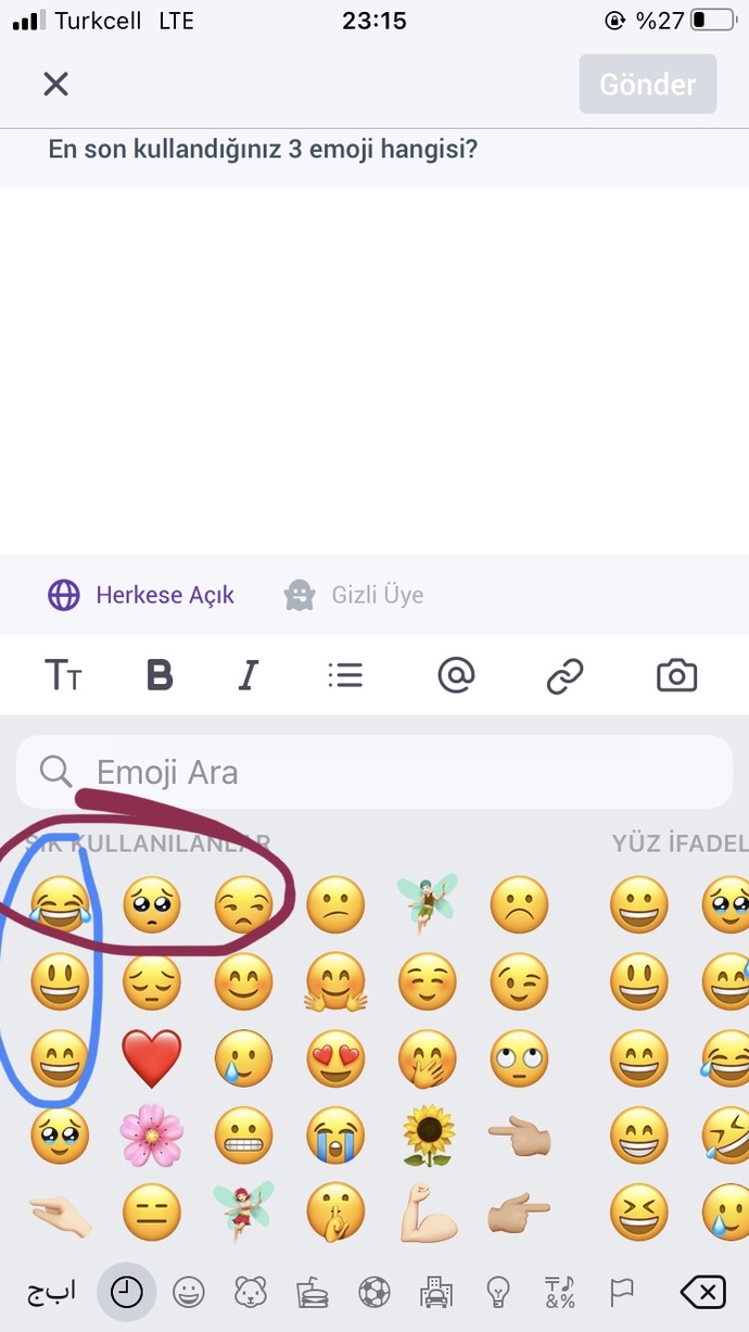 En son kullandığınız 3 emoji hangisi?