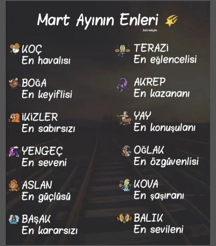 Burçlarda mart ayının enleri nelerdir?