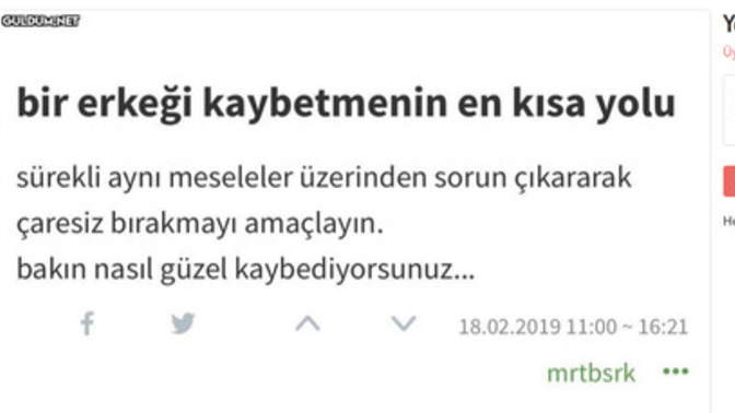 Bir erkeği kaybetmenin en kısa yolu?