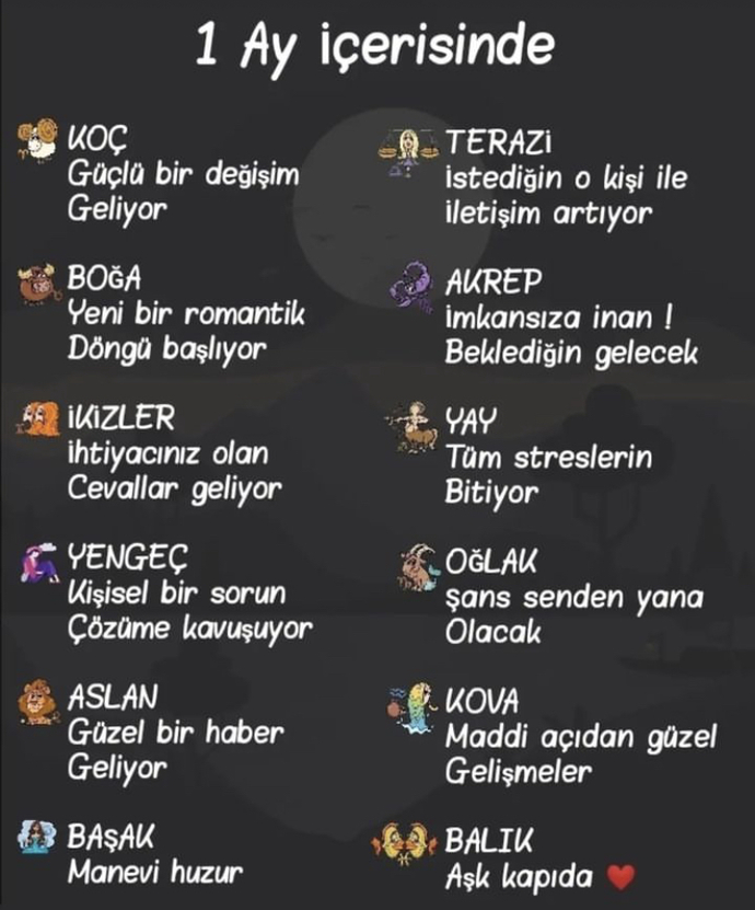 Burçları 1 ay içerisinde neler bekliyor?