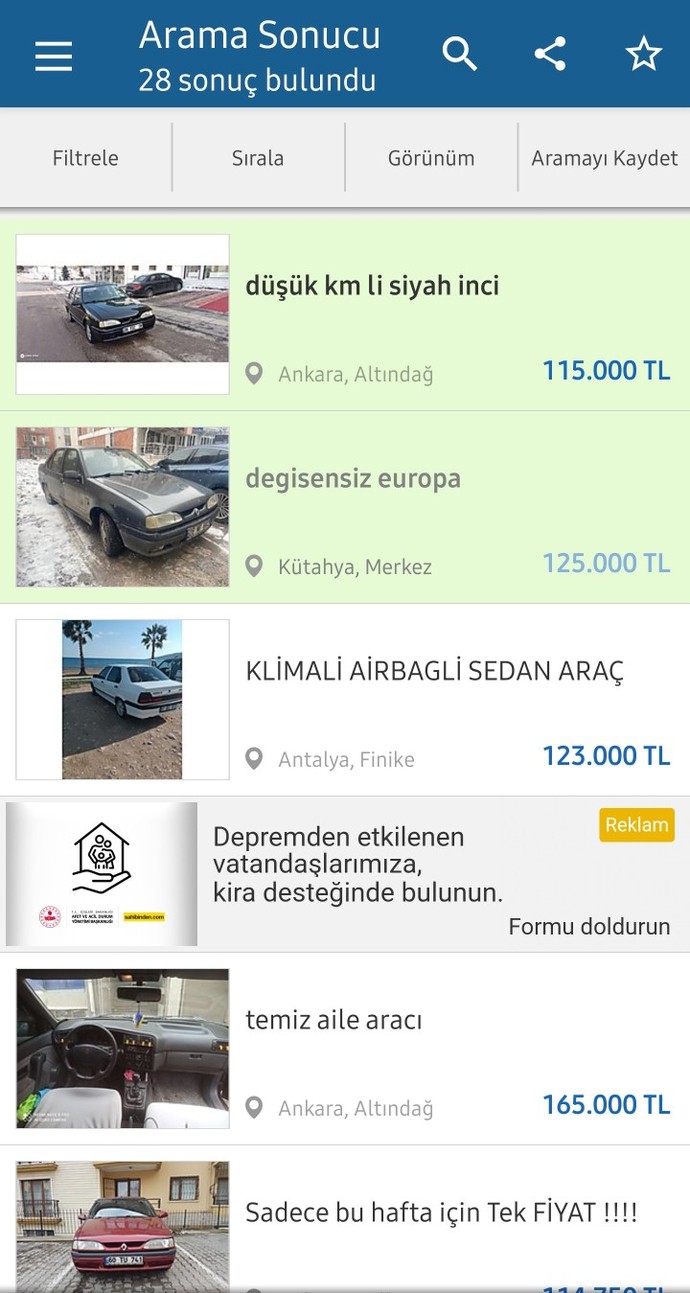 150.000 TL'ye alınacak araba var mı?