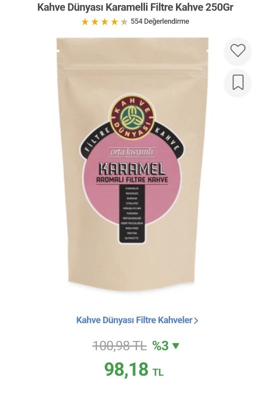 Karamelli filtre kahve alınır mı?