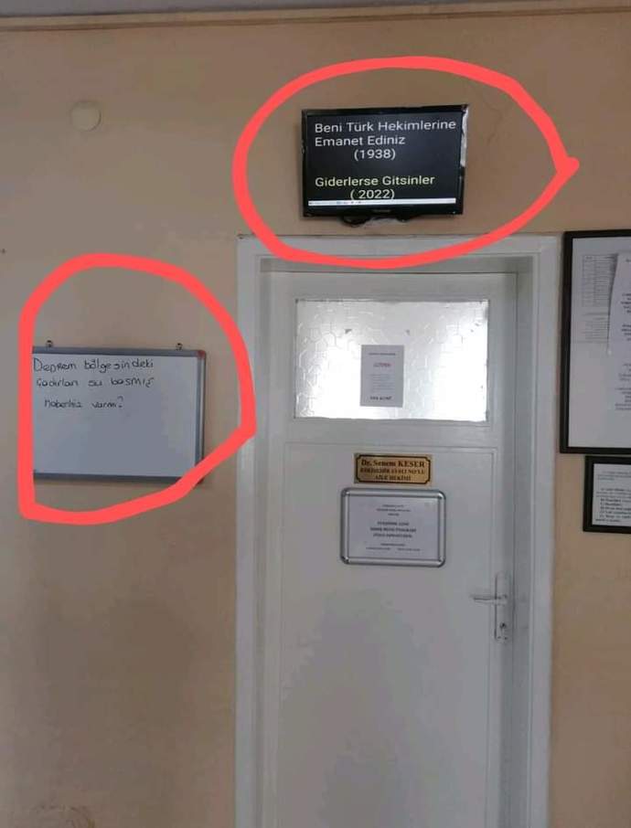 Odasının girişine Deprem bölgesindeki çadırları su basmış yazan doktor hakkında soruşturma başlatılmış! Soruşturmalık bir konu mu bu?