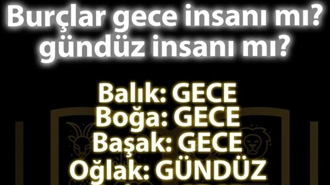 Burcunuza göre gece insanı mısınız yoksa gündüz mü?
