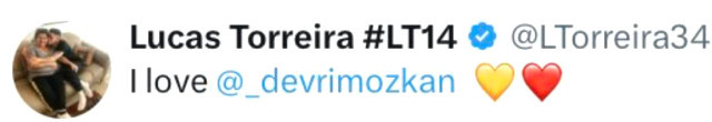 Galatasarayın yıldızı Torreiranın Devrim Özkana aşkını ilan ettiği paylaşım olay oldu, yakıştırdınız mı?