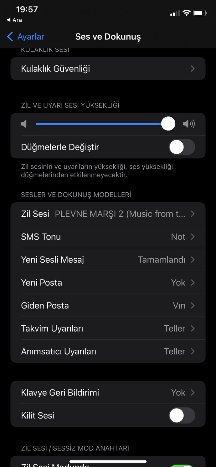 i̇Phone 7 varsayılan bildirim sesini değiştiremiyorum, neden olabilir?