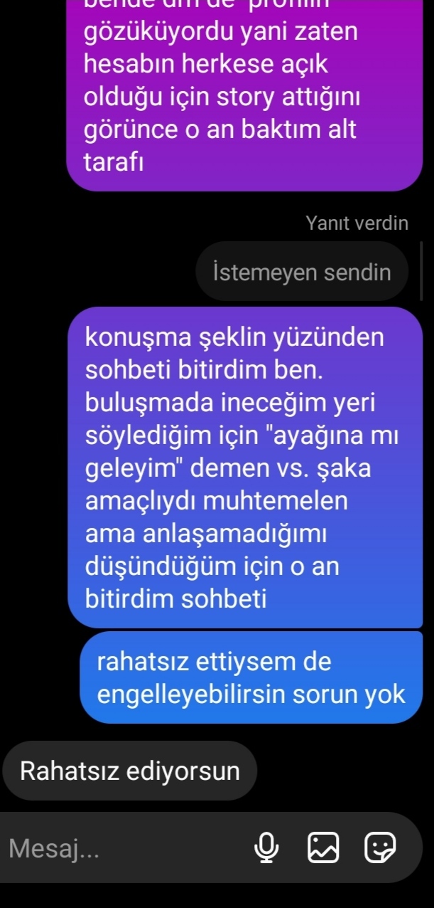 Bana neden birden böyle davrandı?