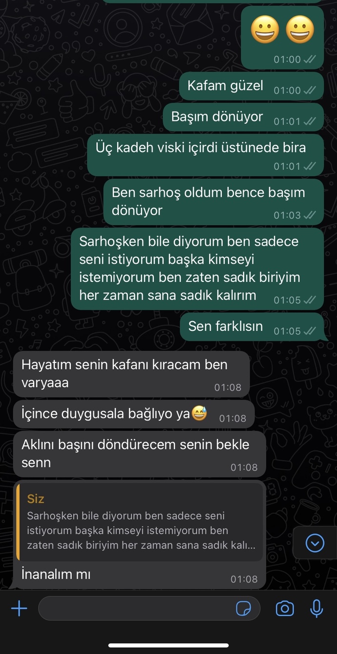 Dün gece içmişim bunu yazmışım ne mana?