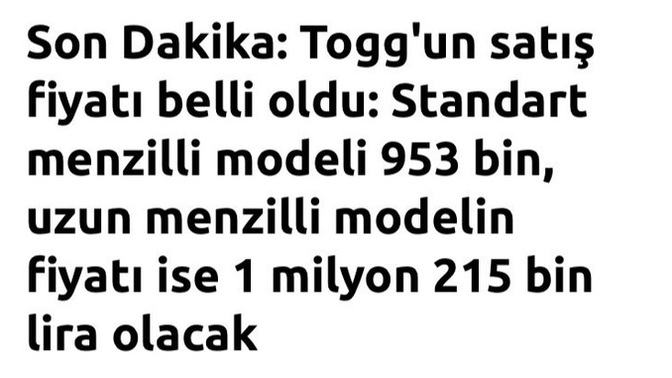 TOGG'un fiyatı belli oldu. Fiyatını nasıl buldunuz?