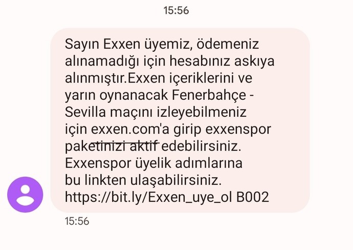 Exxeden gelen mesaj lütfen acil bakın?