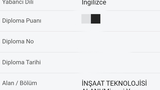 Mezuniyet bilgimde yabancı dil neden İngilizce yazıyor?
