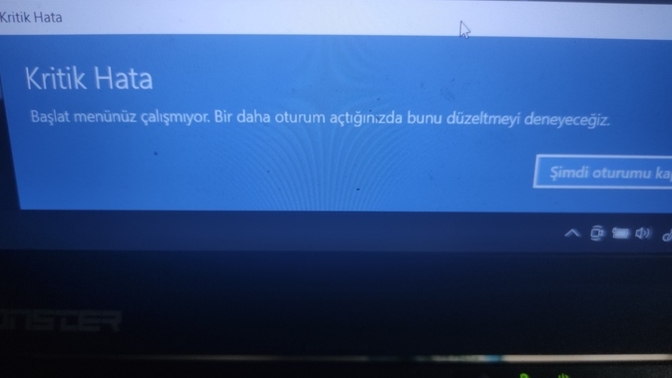 Başlat menüsü çalışmıyor, "kritik hata" çözümünü bilen var mı?