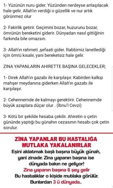 Zina yapanların başına bunlar gelecekse neden yapanların gelmiyor?
