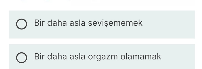 Birdaha asla sevismemek mi yoksa birdaha organzm olamamak mı deseler tercihiniz ne olurdu?