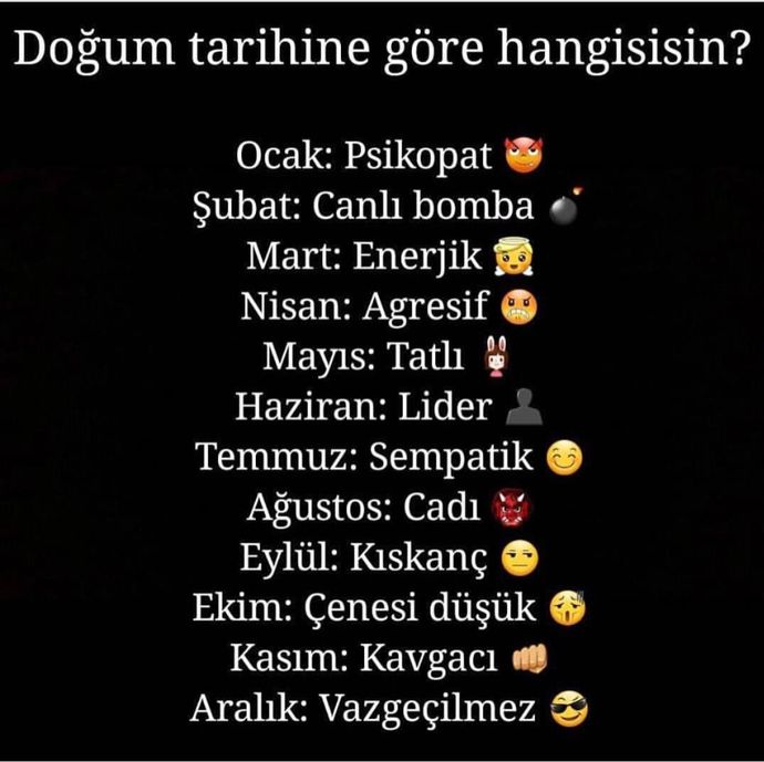 Doğum tarihine göre hangisisin?
