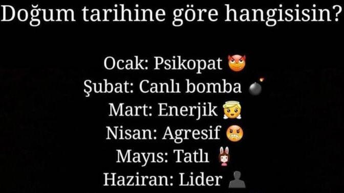 Doğum tarihine göre hangisisin?