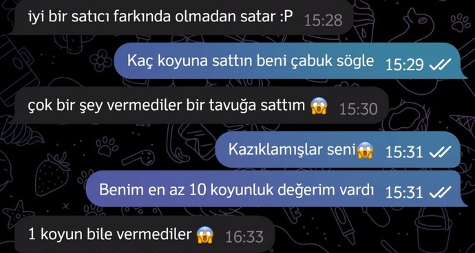 Kendinize bir değer biçin bakalım! Sizi satacak olsak kaç koyun verirler?