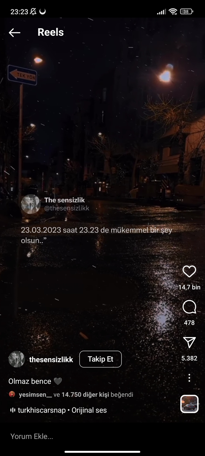 23.03.2023 23:23’te yazmazsa ümidini keseceğin biri var mı?