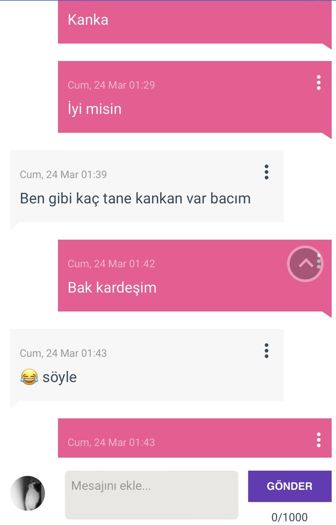 Daha önce Sülük gibi yapışan biri mesaj attım diye aşık olduğumu zanettmiş bu vizyonsuzluk değil mi?