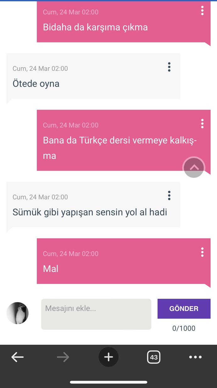 Daha önce Sülük gibi yapışan biri mesaj attım diye aşık olduğumu zanettmiş bu vizyonsuzluk değil mi?