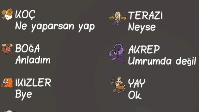 Burcuna göre senin trip atarken kullandığın sözcükler neler?