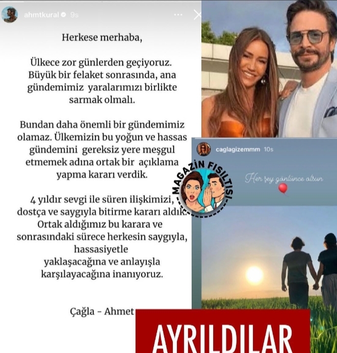 Çağla Gizem, Ahmet Kural ile ayrıldığını el ele fotoğraflarını paylaşarak duyurdu. Siz sevgilinizle ayrıldığınızı nasıl duyuruyorsunuz?