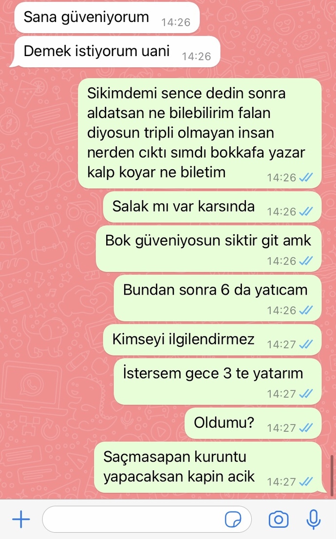 3 senedir beraberiz sevgilimle daha dün tartıstık erkenden yatıyorum diye 8-9 gibi bana gücenmedigini dusunuyorum bi bakar mısınız?