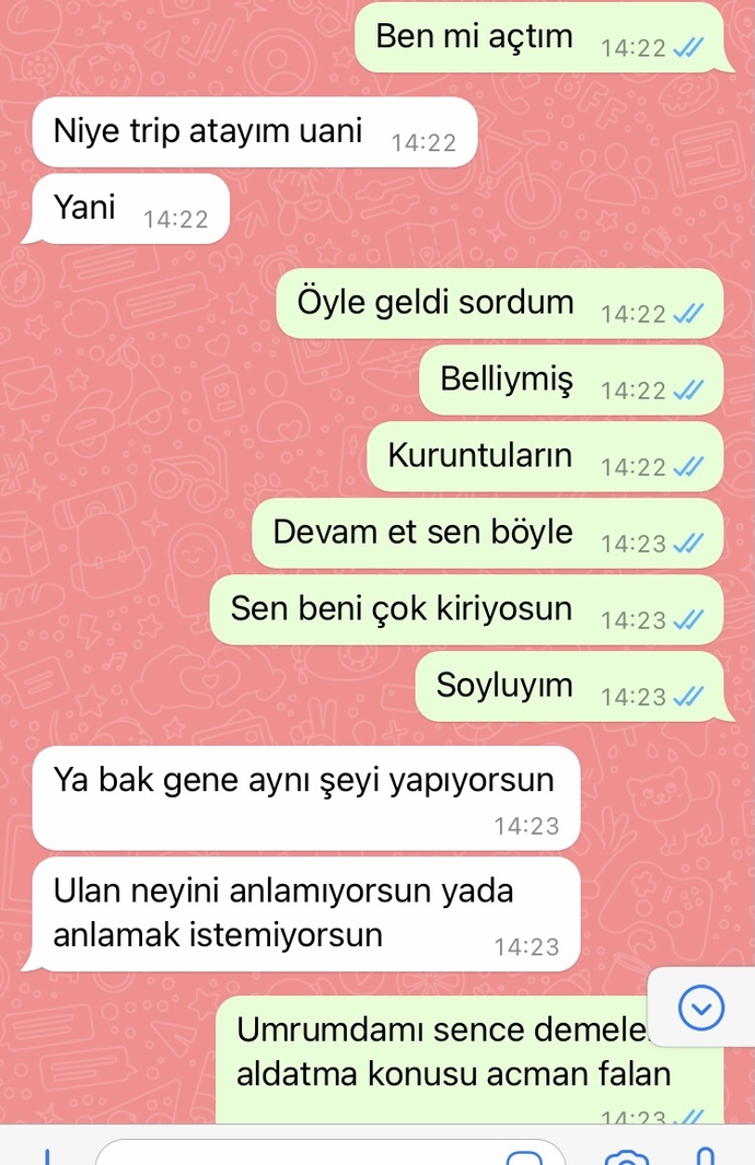3 senedir beraberiz sevgilimle daha dün tartıstık erkenden yatıyorum diye 8-9 gibi bana gücenmedigini dusunuyorum bi bakar mısınız?
