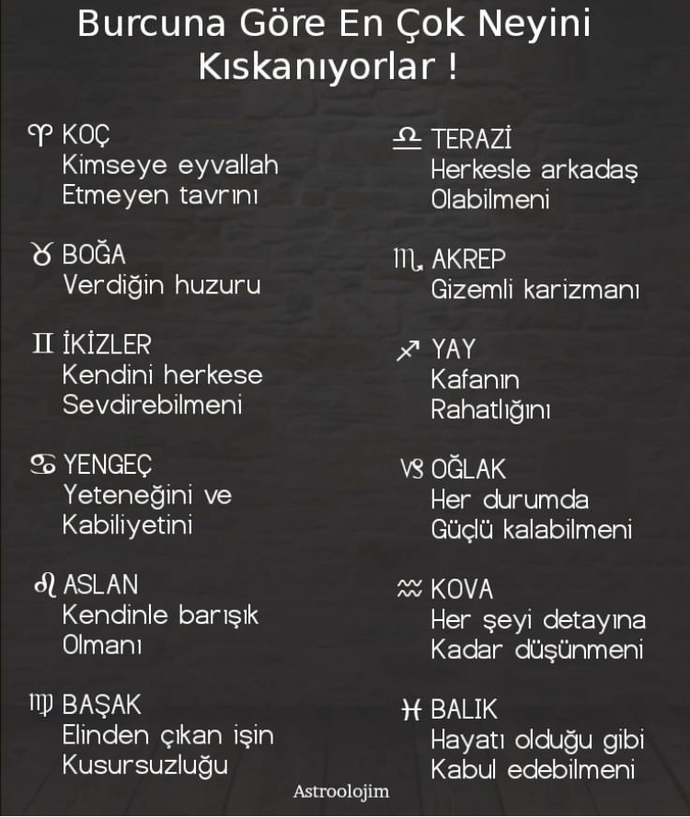 Burcuna göre en çok neyini kıskanıyorlar?