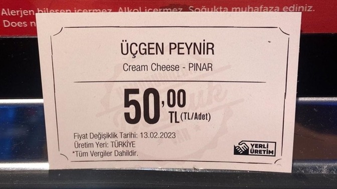 Günaydın, 50 liraya üçgen peynir yer misiniz 💰 💰 ?