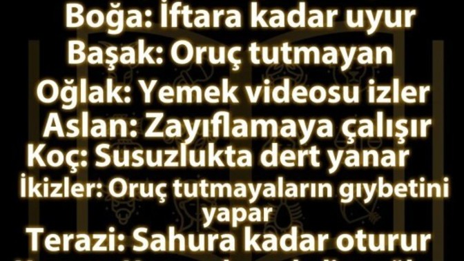 Burçlar oruç tutarken ne yapar?