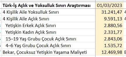 Türk-İş 4 kişilik bir ailenin açlık sınırını 9.591 TL, yoksulluk sınırını ise 31.241 TL olarak açıkladı. Siz geçinebiliyor musunuz?